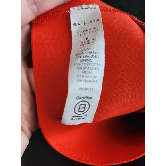 Athleta Tenacity Mesh Plunge small Burgundy Orange no pads - Picture 3 of 4